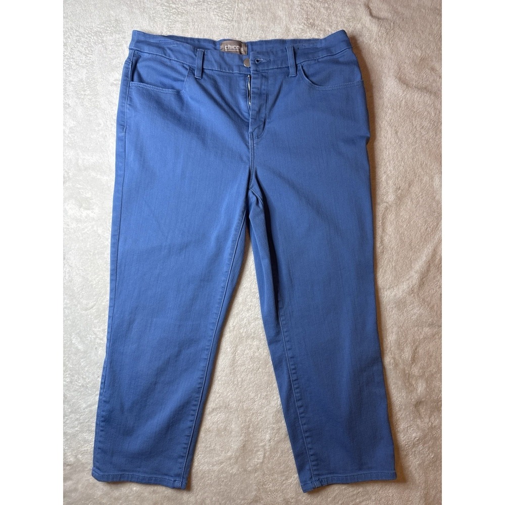 Chico's Women's Blue Cropped Capri Pants Size 0.5 (US 6) Stretch Cotton Blend